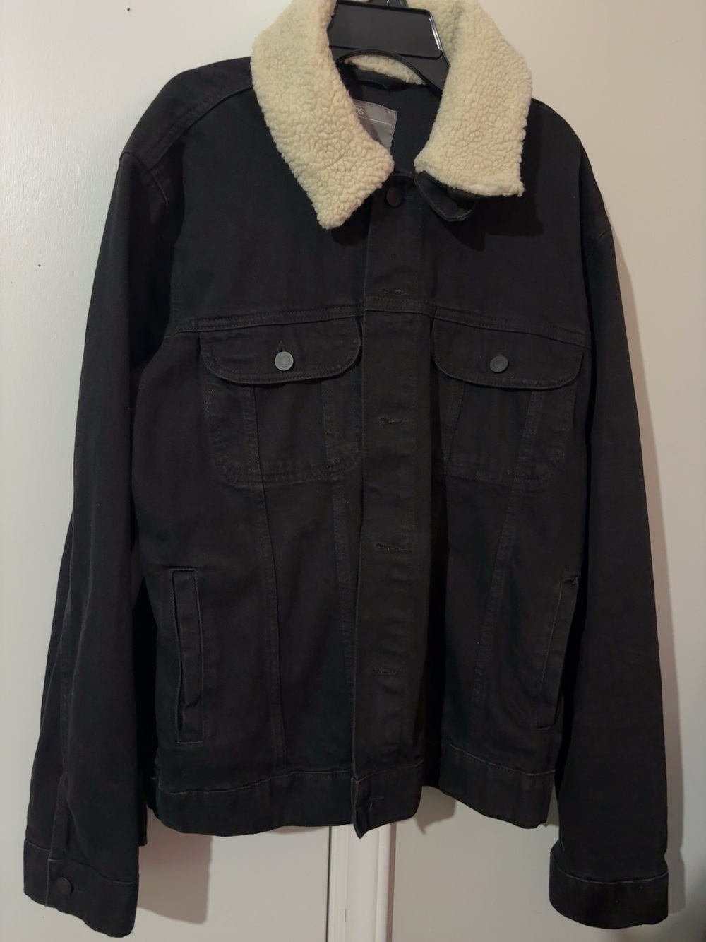 ASOS Black Jacket with Cream Sherpa Collar